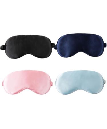 UUYYEO 4 Pcs Satin Sleep Eye Masks Silky Sleep Masks Soft Sleeping Masks Sleeping Eye Covers Shades Eye Blindfolds with Elastic Strap for Women Men