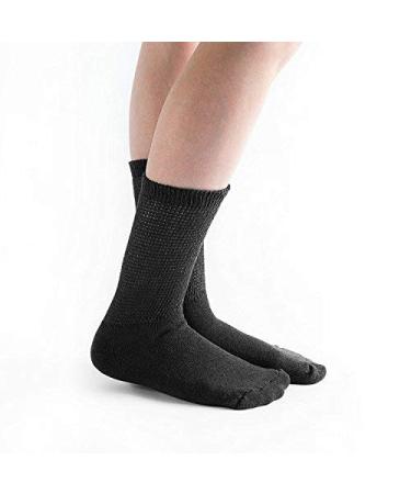 Doc Ortho Loose Fit Diabetic Socks  6 Pairs  Crew Black Large