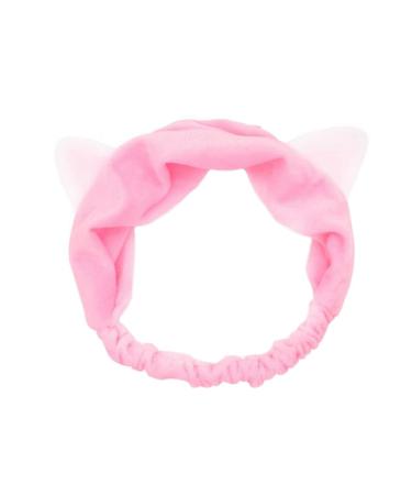 Haobase 1 Piece Cat Ear Headband Hair Band for Face Washing or Makeup (Pink)
