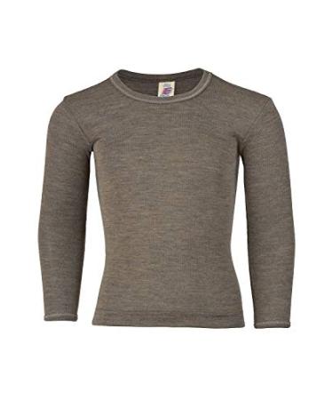 Kid's Long Sleeve Thermal Shirt: Warm and Thin Base Layer Top, Organic Merino Wool Silk, Sizes 2-15 Years 11-12 Years Walnut
