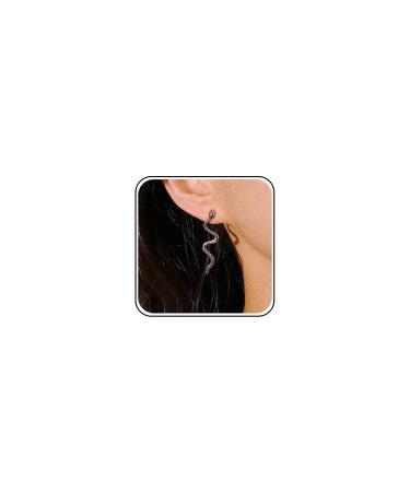 Vintage Snake Dangle Earrings Punk Snake Drop Earrings Gold Snake Stud Earrings Boho Serpent Earrings Jewelry for Women (Gold) Silver