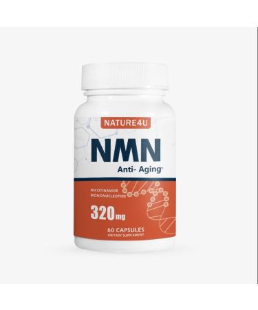 Nature4U NMN (Nicotinamide Mononucleotide) 320mg NAD+ Alternative Supplement for Anti Aging 60 Capsules | Supports Cellular Energy Muscle & Wellness