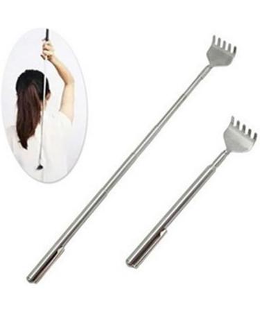 Beavorty 2-in-1 Retractable Stainless Steel Back Scratcher | Telescopic Design for Elderly | Long Reach & Comfort - Buy Online on GoSupps.com