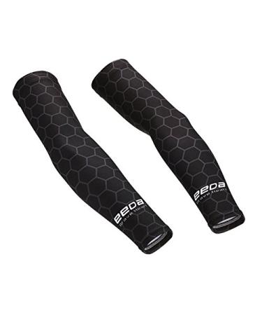Black Arm Sleeves Stretch Cover UV Sun Protection Basketball Golf Race Size L