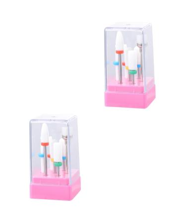 FRCOLOR 2 Sets nail polishing file bit heads nail grinding head metal nail art file bits salon manicure drill bits nail file bits ceramic polishing bits power tool electric nail clippers