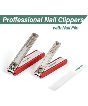 HandyDandy Professional Nail Clipper Set with File - Red | Easy Cleanup for Fingernails & Toenails - Buy Online on GoSupps.com
