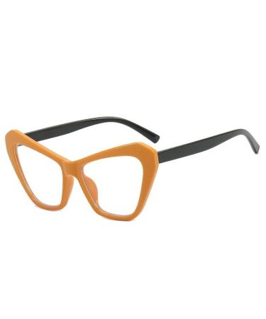 PARWANA Clear Vision Eyeglasses Reading Glasses Cat-Eye Blue Light Blocking Vintage Computer Readers Large Flat Light Mirror +150 Yellow