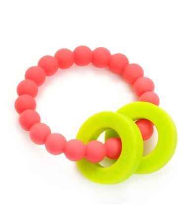 Chewbeads Mulberry Teether - 100% Silicone Teething Ring for Infants  Babies & Toddlers - Textured Baby Silicone Teether - Ages 6 Months+ - Punchy Pink