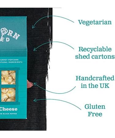 Popcorn Shed Goats Cheese Gourmet Popcorn Gift Box - Gluten Free, Vegetarian, Sugar Free Snack - 60g Black-Pepper Flavor - Perfect for Movie Night - 55g Pack - Natural Ingredients - Buy Online on GoSupps.com