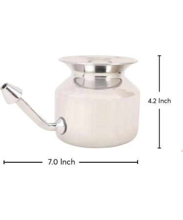 SteloKleen Stainless Steel Neti Pot Kit with Pure Salt - Unbreakable Pot & Leak Plug Nose Tip for Improved Nasal Health | HealthAndYoga - Buy Online on GoSupps.com