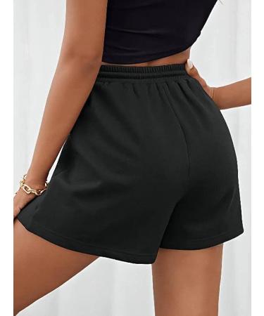 EUISVI Women's Summer Casual Drawstring Waist Sweat Shorts - Large Black - Buy Online on GoSupps.com