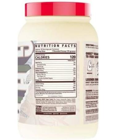 Ghost Vegan Protein - 2lbs 910g 28 Servings per Tub Gluten Free Soy Free Vegan Friendly 20+ Grams of Protein per Scoop Fully Disclosed Vegan Blend (Pancake Batter) 910 g (Pack of 1) - Buy Online on GoSupps.com