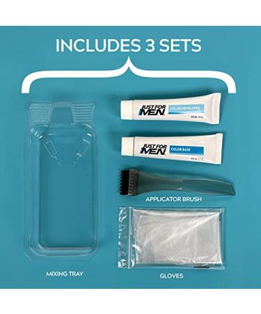 Just For Men Mustache & Beard Color, Real Black M-55, 3 Pack - Biotin, Aloe & Coconut Oil for Healthy Gray Hair - Buy Online on GoSupps.com