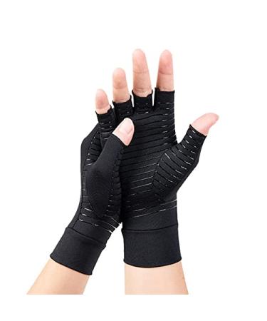Novetec Arthritis Compression Gloves Copper Infused Women Men for Rheumatoid, Osteoarthritis, Relief Carpal Tunnel, Hand Pain Black Medium