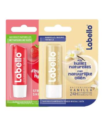 Ferramenta Gusti Mix Lip Balm 4.8g - Pack of 2 Labello - Vanilla Buttercream & Strawberry Shine - Lip Care and Long-Lasting Hydration for 24 Hours