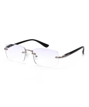 Luff rimless reading glasses for men women anti blue reading glasses frameless ultra -light reader metal classic computer blue light filter comfortable glasses 2.5x black