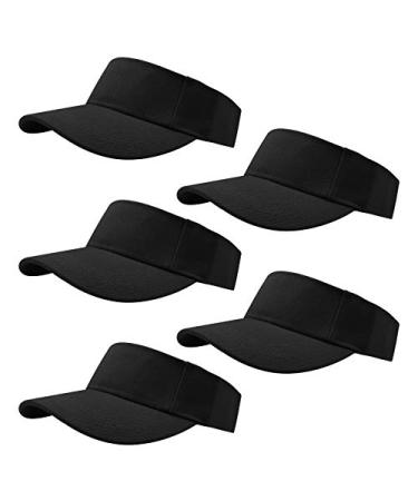 Rbenxia 5 Pieces of Adjustable Sport Visors Sun Visor Hats Cap Visors for Women and Men Black