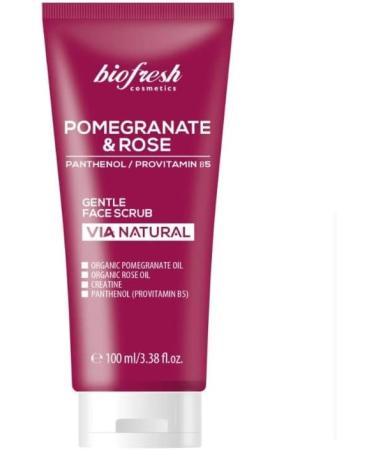 Biofresh cosmetics Via Natural gentle face scrub with pomegranate and rose oil creatine panthenol anti-aging gentle face scrub 100ml - Buy Online on GoSupps.com