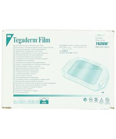 3M Tegaderm Transparent Dressing with Label 4 x 4 3/4 (10 x 12 cm) 25 per Box 1626W (25 Box) 25 Count (Pack of 1)