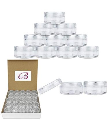 50 New Empty 5 Grams Acrylic Clear Round Jars - BPA Free Containers for Cosmetic, Lotion, Cream, Makeup, Bead, Eye shadow, Rhinestone, Samples, Pot, 5g/5ml (Clear Lid (50 Jars)