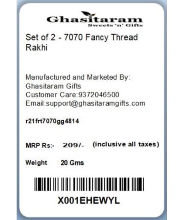 Ghasitaram Gifts Rakhi for Brother Rakhis Online - Set of 2-7070 Fancy Thread Rakhi Set of 2 - 7070 Fancy Thread Rakhi - Buy Online on GoSupps.com