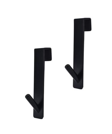 SOESFOUFU 2pcs Bathroom Door Hook Over The Door Coat Rack Holder Black Hangers Towel Hanger Stainless Steel 17.80X4.00X3.00CM Black