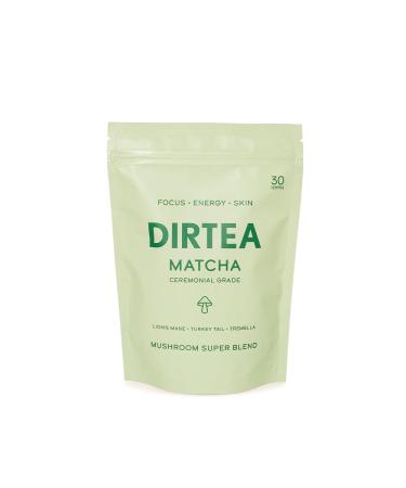 DIRTEA Matcha Powder Super Blend | Organic | Ceremonial Grade | Vegan | Non GMO | Mushroom and Adaptogen Supplement - Long Lasting Energy - Immune and Skin Support | Pouch 180g - 30 Day Serving