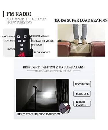 Canes Walking Stick Old Man Four Legged Multi Purpose Non Slip Retractable Smart Walking Stick Illuminated Radio - Buy Online on GoSupps.com
