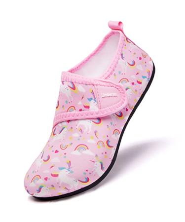 Limberun Water Shoes Kids Boys Girls Swim Aqua Sports Shoes Quick-Dry Barefoot Lightweight Pool Beach Non Slip Socks for Toddler Shoe 1-1.5 Big Kid Unicorn-pink