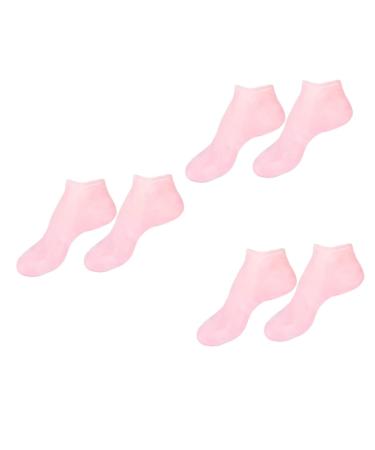 FRCOLOR 3 Pairs Sock Moisturizing Gel Booties Beauty Care Exfoliating Skin Protect Soles Tableware Sucker Titanium Ear Pick Essential Oil Spa Women's Heel Pink Silicone Gel Sebs