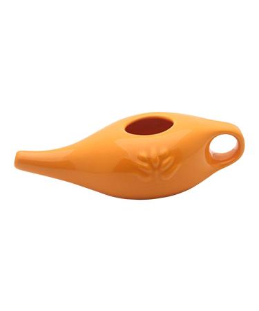 Milageto 250ml Ceramic Pot Nasal Pot for Travel Durable Portable Comfortable Grip Nose Cleaning Pot for Nasal Rinsing Nose Washing Orange