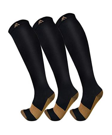 3 Pack Copper Compression Socks - Compression Socks Women & Men Circulation - Best for Medical,Running,Athletic 00 Black Large-X-Large - Buy Online on GoSupps.com