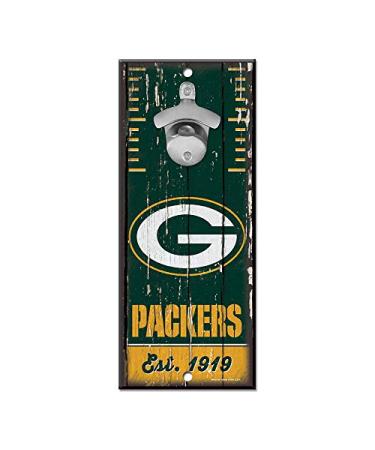 NFL Green Bay Packers 5x11 Wood Sign Bottle Opener, Team Colors, 5"x11"