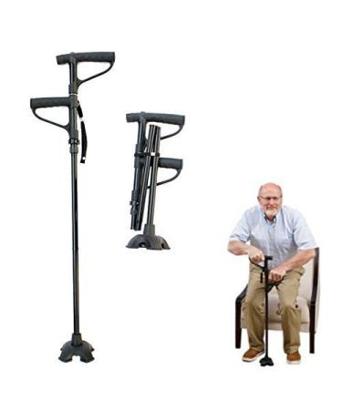 Height Adjustable Get up Cane with ABS Assist Handle Aluminum Alloy Portable Foldable Crutches Non Slip Collapsible Walking Stick Cane Trekking Pole for Man Women Crutches Hello Independence