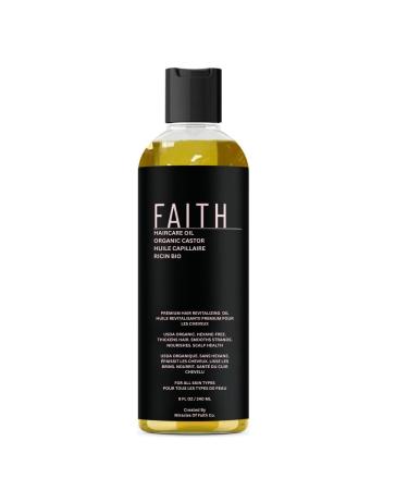 Buy Faith Co. USDA Organic Cold Pressed Castor Oil - 100% Pure Hair Body & Face Serum - Vegan Hexane Free - 240ml for Healthy Hair Lashes & Brows - Buy Online on GoSupps.com