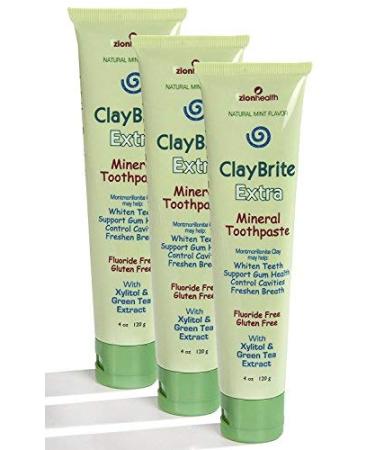 Zion Health ClayBrite Extra Mineral Toothpaste, 3 Pack3