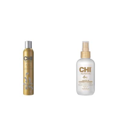CHI Keratin Flex Finish Hair Spray 10 oz & Keratin Leave-in Conditioner 6 Fl Oz