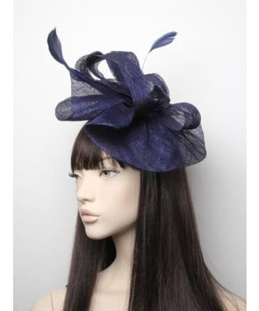 Arranview Jewellery Large navy blue fascinator with feathers on aliceband