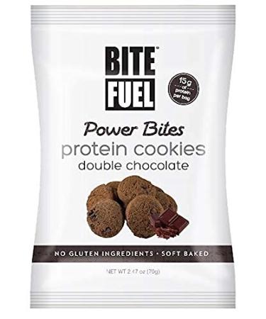 BITE FUEL Power Bites High Protein Cookies, Non GMO, Gluten Free, Low Carb 2.47 Oz (Pack of 8) (Double Chocolate Chip)