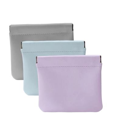 ALUXY 3Pcs Pocket Cosmetic Bag,Pocket Cosmetic Bag Squeeze,Pocket Cosmetic Bag Waterproof Leather No Zipper Self-Closing Portable Travel Makeup Pouch (B)
