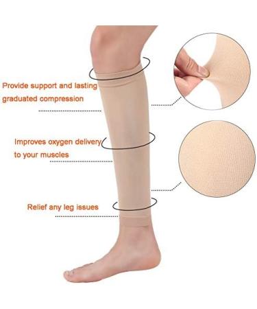 Halsy Women's Footless Compression Socks | 20-30mmHg Medical Calf Sleeves for Swelling Varicose Veins & Edema - 2 Pairs - Buy Online on GoSupps.com