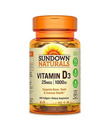 Sundown Naturals High Potency D3 Vitamin D 1000 IU Softgels 200 ea