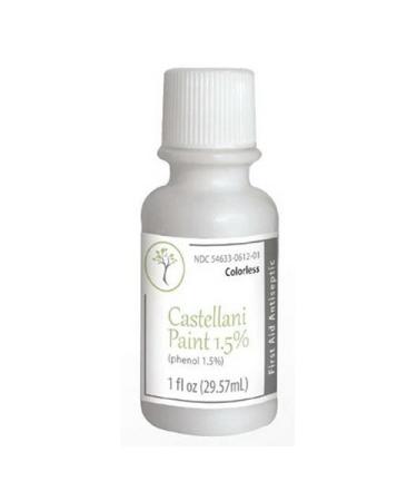 Castellani Paint Phenol 1.5 Percent Modified Colorless First Aid Antiseptic Agent - 1 Oz