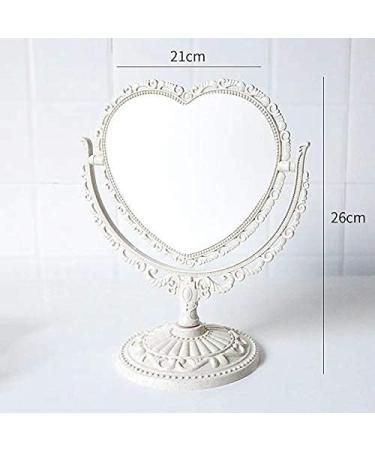 D&X 7-Inch Lovely Heart Mirror | 360 Rotation Double Sided Magnifying Makeup Mirror | Bathroom Bedroom Vanity | Cute Vintage Design (Beige Heart-Shaped) - Buy Online on GoSupps.com
