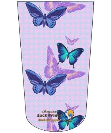 Heal with Appeal Amputee Stump Sock - Butterflies Blue and Purple Pattern V1 - 3Ply - Buy Online on GoSupps.com
