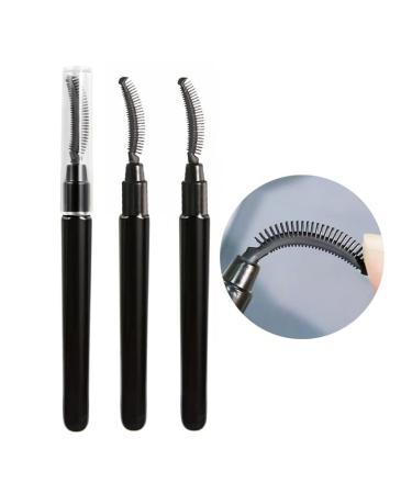 Eyelash Comb  Lashes Brush Separator Mascara Brush Eyelashes Definer Lash Separating Cosmetic Tool Silicone Comb  With Dust Cover  3 Pcs  Black (3 Black)