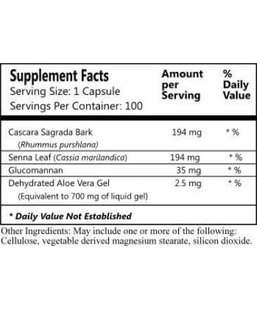 Dailys Vega-Lax: Natural Fiber Supplement with Senna, Cascara Sagrada Bark, Aloe - 100 Vegetarian Capsules - Buy Online on GoSupps.com