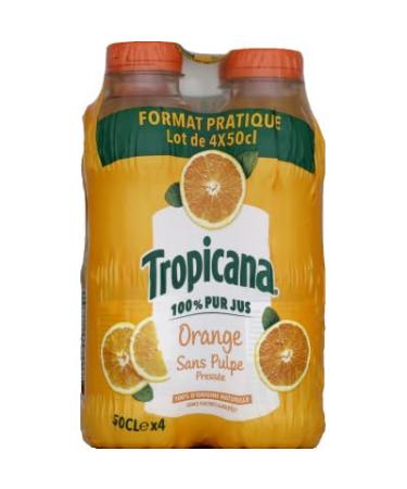 Tropicana Orange 4x50cl Bouteille Jus de Fruit