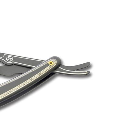 Capra-Falconeri Full Black Powder Coated Straight Edge Razor for Men - Professional Barber Single Blade for Close Shaving - Premium Quality with Laser Printing - Buy Online on GoSupps.com