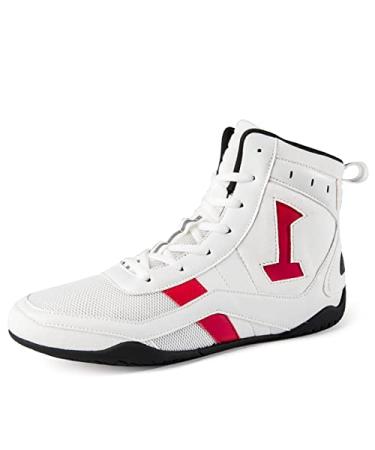 Cmadolrs Men's and Women's high top Wrestling Boxing Shoes Anti-Skid Fighting Training Competition Sports Shoes Sports Casual Shoes Gymnastics Boots White 13 Women/11 Men